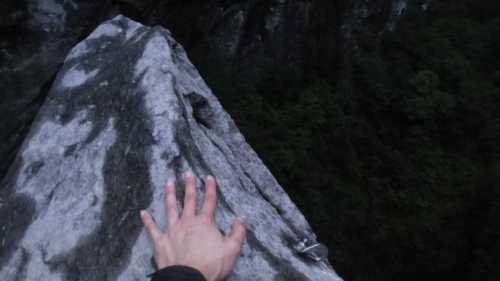The photo of my hand on top of that rock.